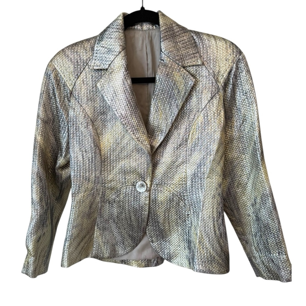 Hilton Hollis Metallic Green & Silver Jacket Size 2 - Picture 2 of 9